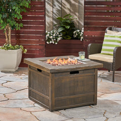 40,000 BTU Outdoor Lightweight Concrete Gas-Burning Fire Pit by 32", Brown