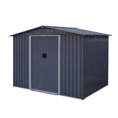 Outdoor Storage Shed 8 x 6 FT Large Metal Tool Sheds, Heavy Duty Storage House with Sliding Doors with Air Vent, Dark Grey