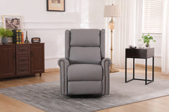 360 Degree Swivel Upholstered Manual Recliner With Nailhead Trims For LIving Room, Grey