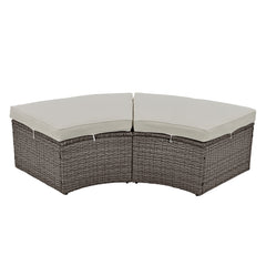 5-Piece Round Rattan Sectional Sofa Set All-Weather Sunbed Daybed with Round Liftable Table and Cushions, Gray