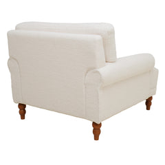 Elegant Accent Chair with Circular Armrests, Ergonomic Lumbar Support, Vintage Roman Column Legs