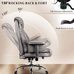 Big and Tall Office Chair 500lbs for Heavy People with Quiet Rubber Wheels, Adjustable Lumbar Support