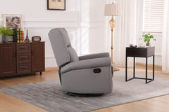 360 Degree Swivel Upholstered Manual Recliner With Nailhead Trims For LIving Room, Grey