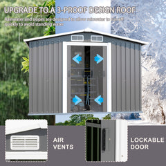 10FT x 8FT Metal Outdoor Storage Shed with Lockable Door