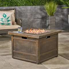 40,000 BTU Outdoor Lightweight Concrete Gas-Burning Fire Pit by 32", Brown