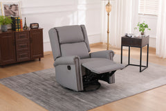 360 Degree Swivel Upholstered Manual Recliner With Nailhead Trims For LIving Room, Grey