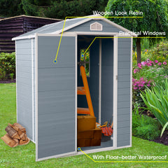 4x6ft Resin Outdoor Storage Shed Kit-Perfect to Store Patio Furniture,Grey