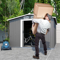 10FT x 8FT Metal Outdoor Storage Shed with Lockable Door