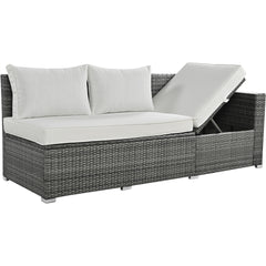 Outdoor 6-Piece All Weather PE Rattan Sofa Set with Adjustable Seat, Storage Box, Removable Covers and Tempered Glass Top Table, Beige