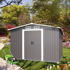 10FT x 8FT Metal Outdoor Storage Shed with Lockable Door