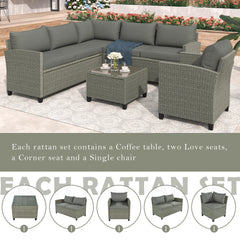 5 Piece Outdoor Conversation Set with Coffee Table, Cushions