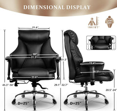 500lbs Big and Tall Office Chair for Heavy People, Heavy Duty Ergonomic Office Chair with Adjustable Lumbar Support and Wide Seat, Black