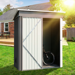 5*3FT Outdoor Storage Shed ,Tool Shed with Sloping Roof and Lockable Door,Metal Shed, Grey