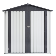 Garden Metal Storage Shed Gray White 6x4x6ft outdoor storing tools Rainproof Hinge door version