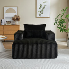 62.5" Corduroy Sponge Sofa Lounge Chair,No Assembly Required,Fluffy Modern Sleeper Chair for Indoor Living Room Bedroom