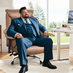 500lbs Big and Tall Office Chair for Heavy People, Heavy Duty Ergonomic Office Chair with Adjustable Lumbar Support and Wide Seat, Brown