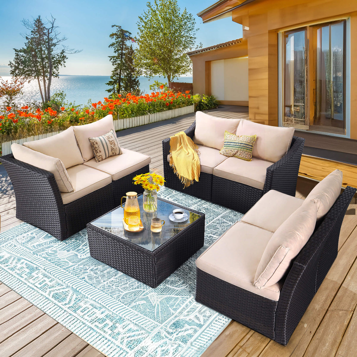 Outdoor sectional with thick cushions sale