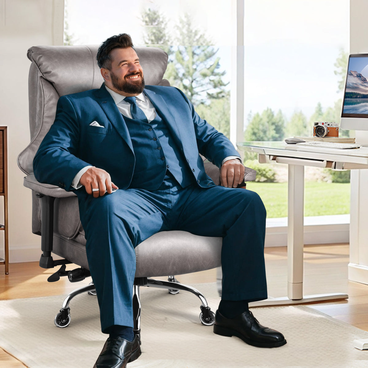 500lbs Big and Tall Office Chair for Heavy People, Heavy Duty Ergonomic Office Chair with Adjustable Lumbar Support and Wide Seat