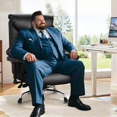 500lbs Big and Tall Office Chair for Heavy People, Heavy Duty Ergonomic Office Chair with Adjustable Lumbar Support and Wide Seat, Black