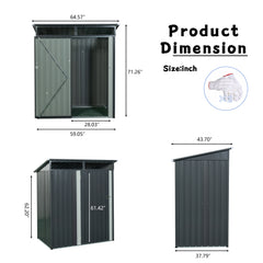 5ft x 3ft Outdoor Metal Storage Shed Transparent plate Gray