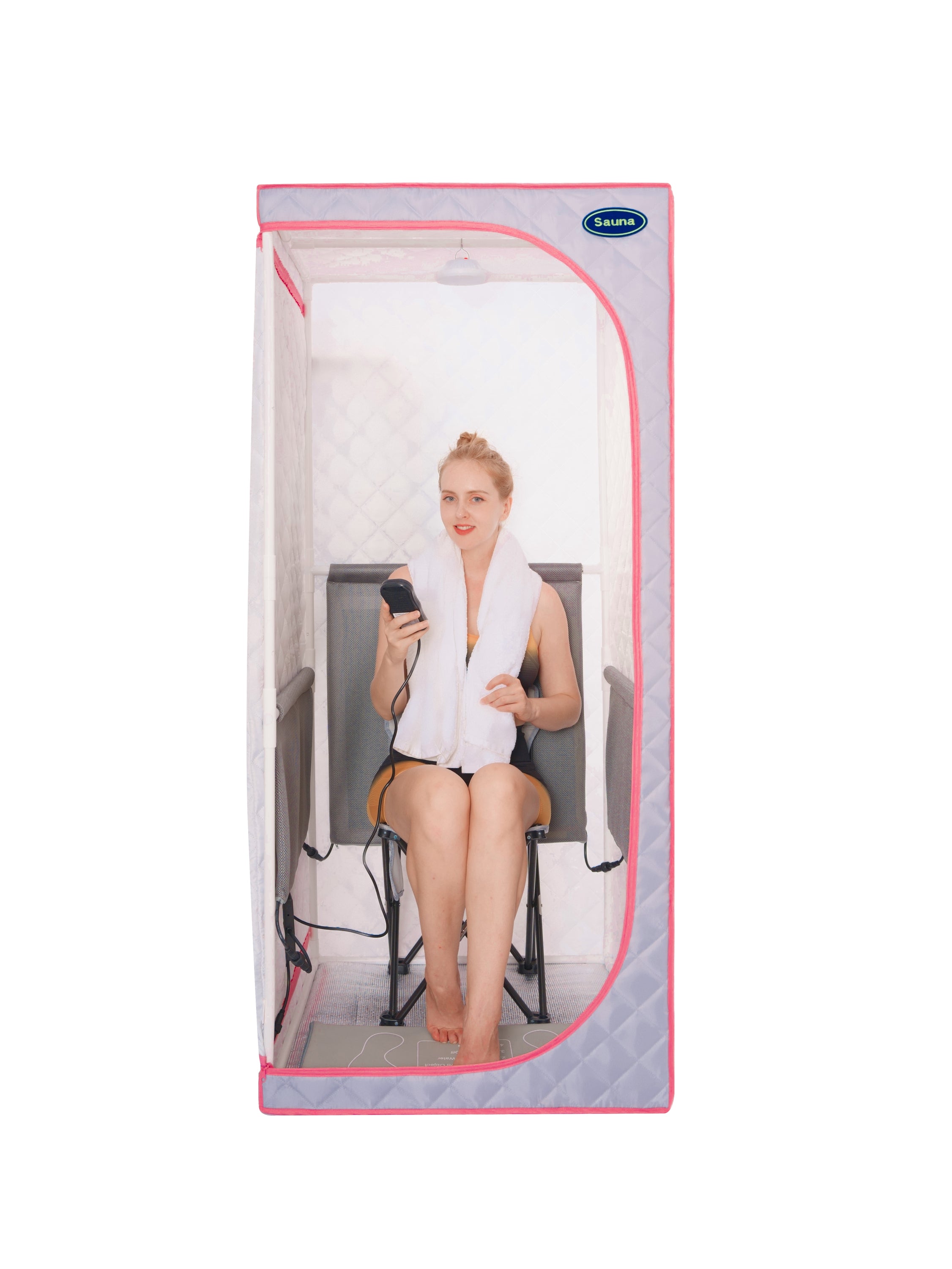 Portable Full Size Grey Infrared Sauna Tent with Infrared Panels, Heating Foot Pad,Controller, Foldable Chair ,Reading light, FCC Certificated