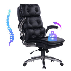 Office Chair Home Desk Chair with Flip-up Armrests, 360° Swivel Wheels, Adjustable Height