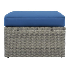 3-Piece Patio Wicker Sofa with Cushions, Pillows, Ottomans and Lift Top Coffee Table