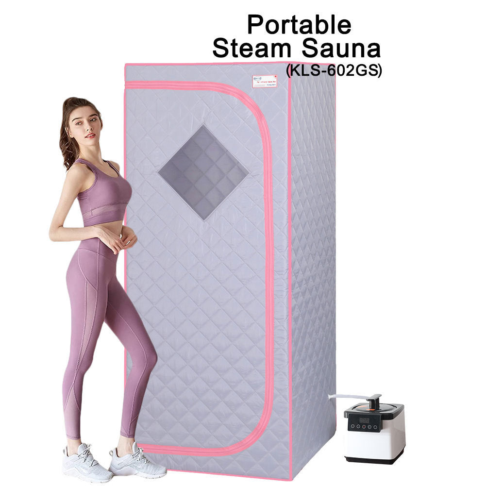 Full Size Portable Grey Steam Sauna Tent–Personal Home Spa with Steam Generator, Remote Control, Foldable Chair, Timer and PVC Pipe Connector, FCC Certificated