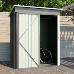 5*3FT Outdoor Storage Shed ,Tool Shed with Sloping Roof and Lockable Door,Metal Shed, Grey