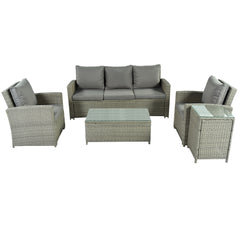 5 Piece Outdoor Sectional Sofa with Cushions, Coffee Table