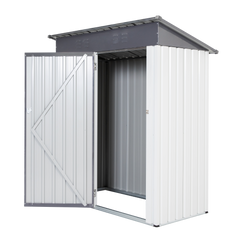 Garden Metal Storage Lifter Shed Gray White 5x3x6ft outdoor storing tools Rainproof Hinge door version