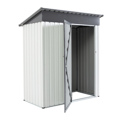 Garden Metal Storage Lifter Shed Gray White 5x3x6ft outdoor storing tools Rainproof Hinge door version