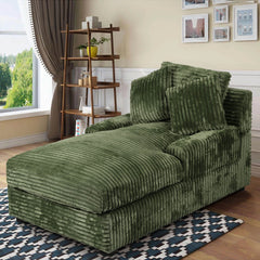 59.1"x39.4" Indoor Chaise Lounge Chair with Adjustable Backrest, Lumbar Pillows, Green