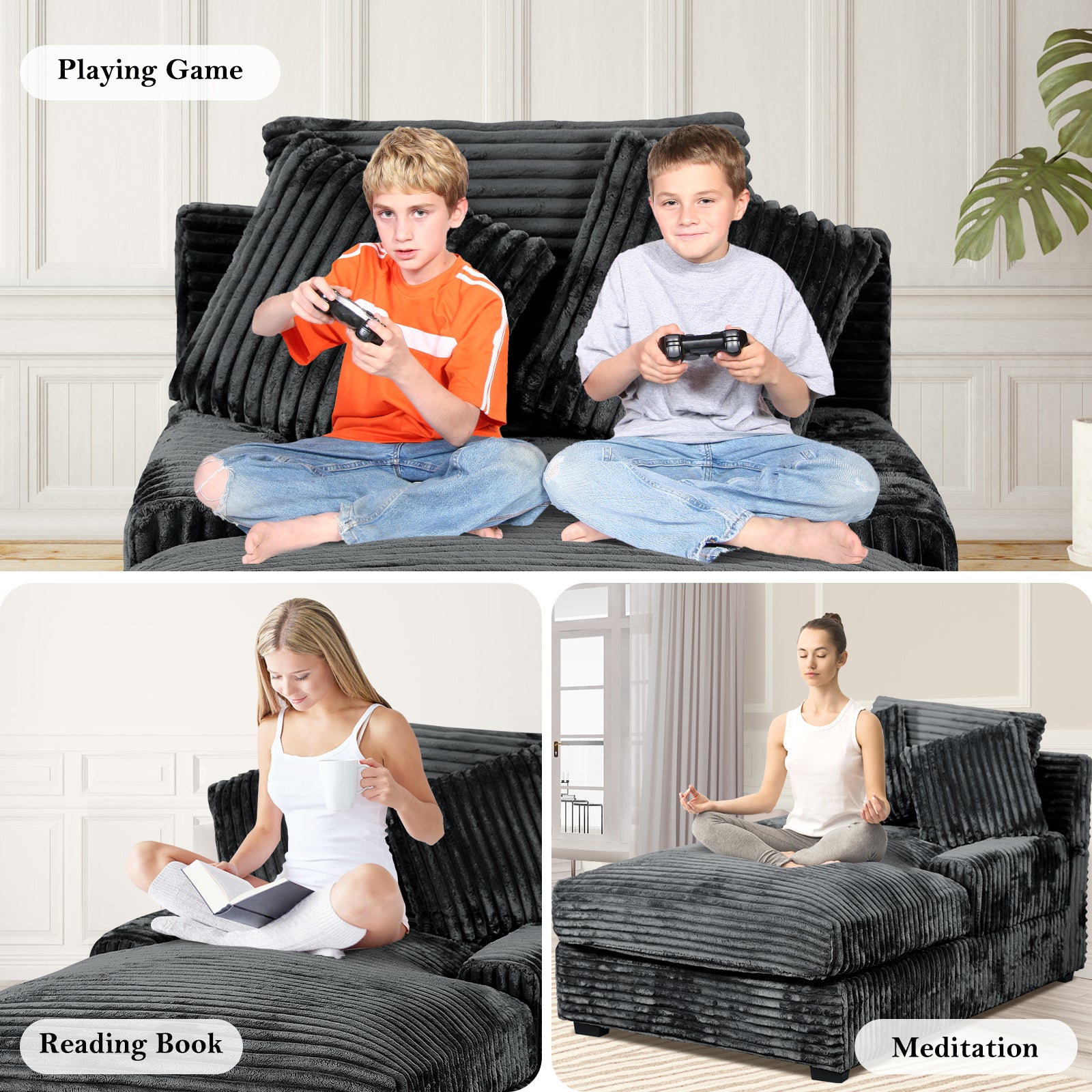 Chaise Lounge Chair Indoor w/ Adjustable Backrest