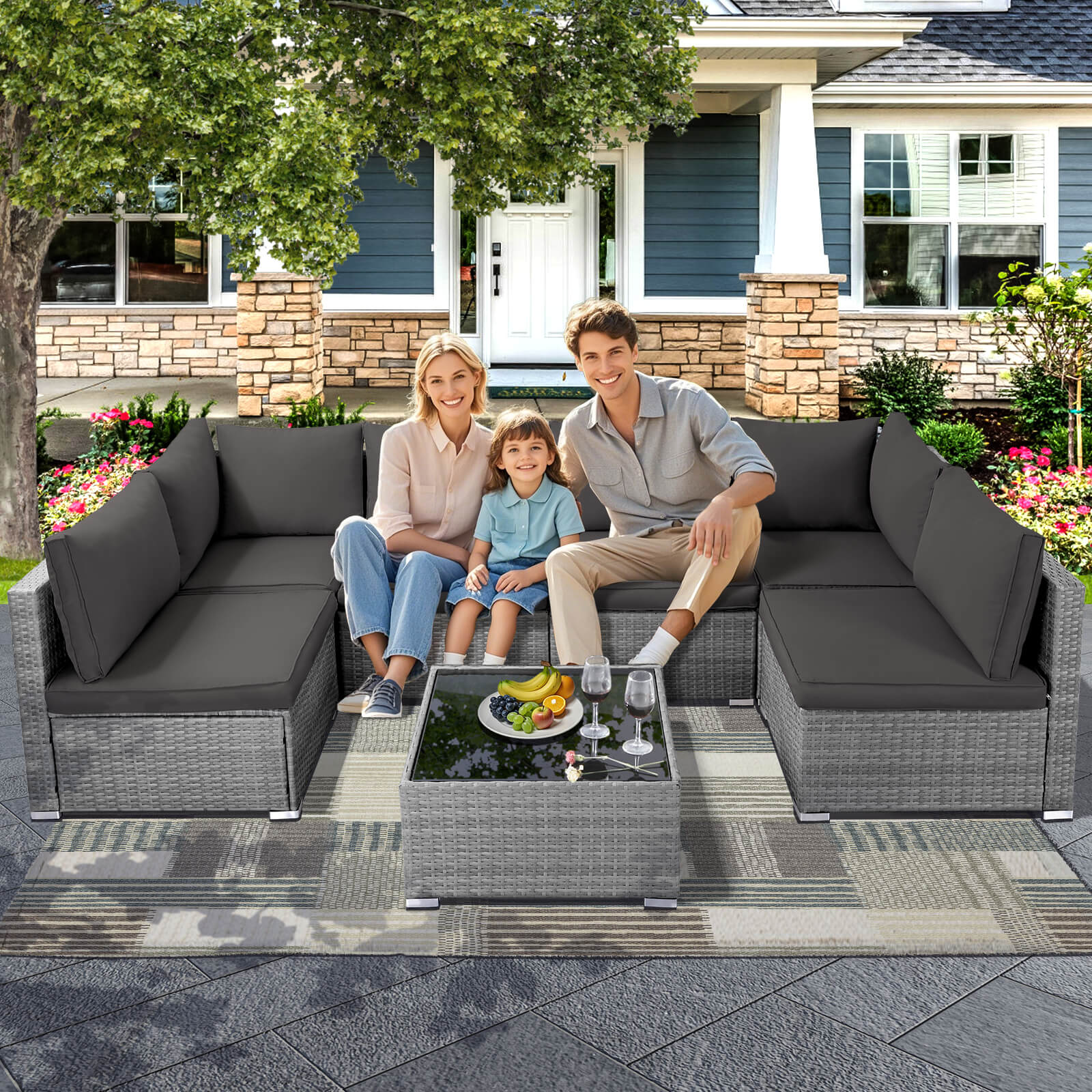 Pcs Outdoor Sectional Sofa Set with Thick Cushions – NOBLEMOOD