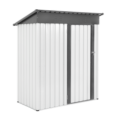 Garden Metal Storage Lifter Shed Gray White 5x3x6ft outdoor storing tools Rainproof Hinge door version