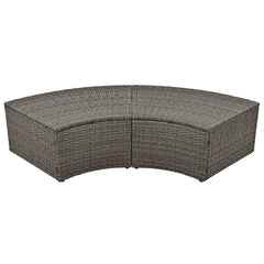 5-Piece Round Rattan Sectional Sofa Set All-Weather Sunbed Daybed with Round Liftable Table and Cushions, Gray