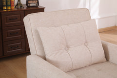 Sleeper Chair 3-in-1 Convertible Chair Bed Pull Out Sleeper Chair Beds Adjustable Single Armchair Sofa Bed with USB Ports, Side Pocket, Linen Beige