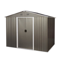 8ft x 6ft Outdoor Metal Storage Shed with Floor Base,Gray