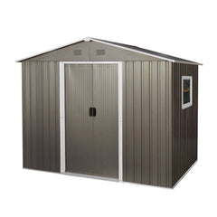 8ft x 6ft Outdoor Metal Storage Shed with Window Grey