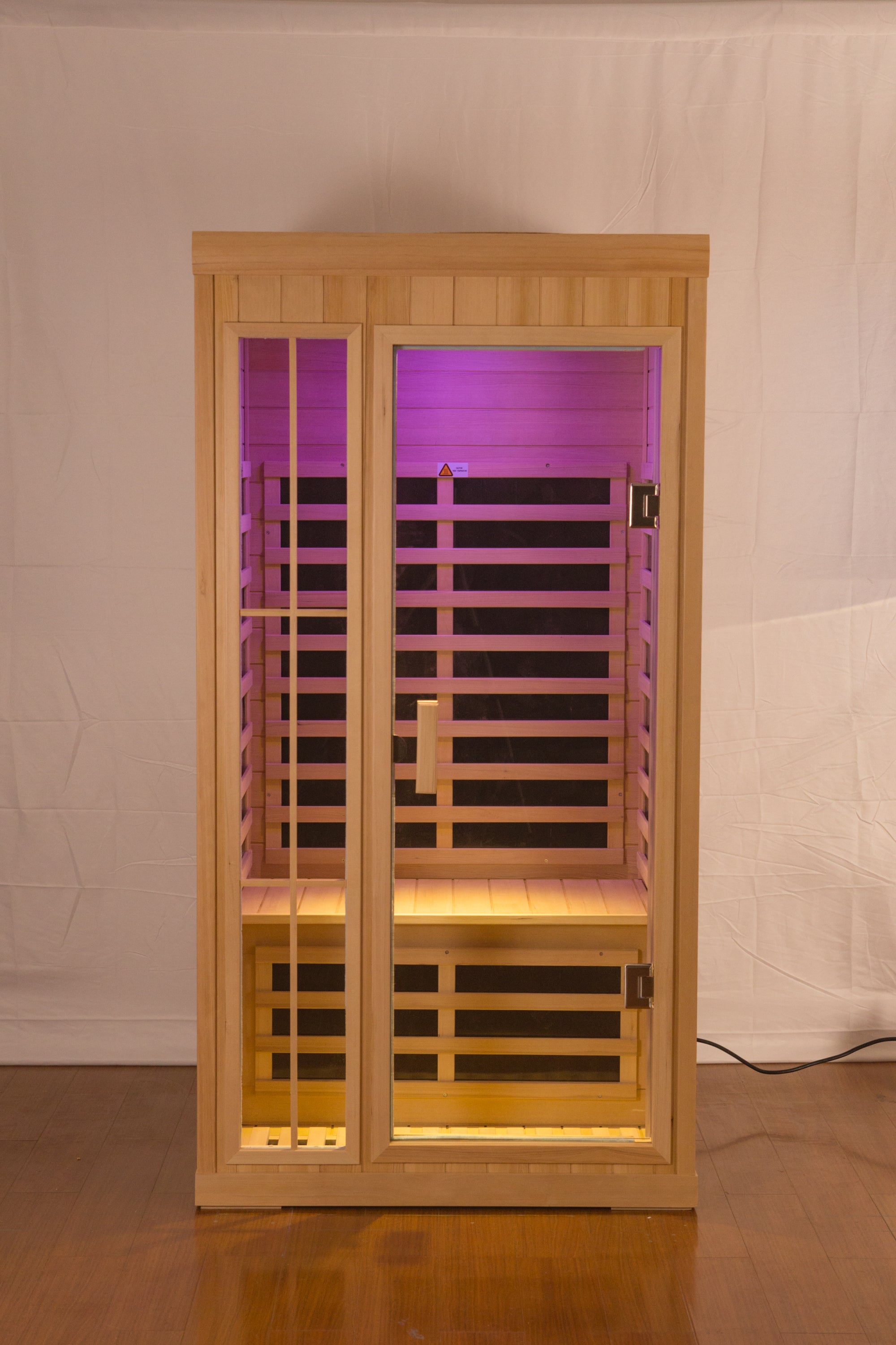 One person Far infrared Hemlock Sauna Room with LED Colour Lights