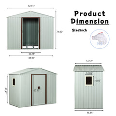 8ft x 4ft Outdoor Metal Storage Shed With window White