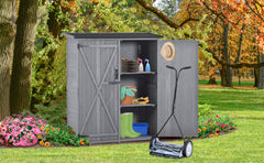 Outdoor 5.3ft Hx4.6ft L Wood Storage Shed Tool Organizer,Garden Shed, Storage Cabinet with Waterproof Asphalt Roof, Double Lockable Doors, 3-tier Shelves, Gray