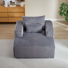 62.5" Corduroy Sponge Sofa Lounge Chair,No Assembly Required,Fluffy Modern Sleeper Chair for Indoor Living Room Bedroom