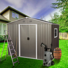 8ft x 6ft Outdoor Metal Storage Shed with Window Grey