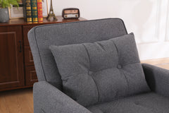 Sleeper Chair 3-in-1 Convertible Chair Bed Pull Out Sleeper Chair Beds Adjustable Single Armchair Sofa Bed with USB Ports, Side Pocket, Linen Grey