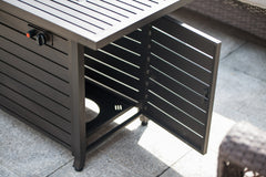 57in Outdoor Propane Gas Fire Pit Table 50000BTU with Lid, Glass Beads, ETL Certification