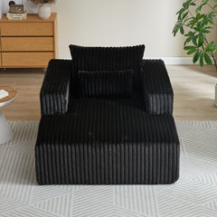 62.5" Corduroy Sponge Sofa Lounge Chair,No Assembly Required,Fluffy Modern Sleeper Chair for Indoor Living Room Bedroom