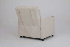 Sleeper Chair 3-in-1 Convertible Chair Bed Pull Out Sleeper Chair Beds Adjustable Single Armchair Sofa Bed with USB Ports, Side Pocket, Linen Beige