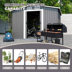 10FT x 8FT Metal Outdoor Storage Shed with Lockable Door